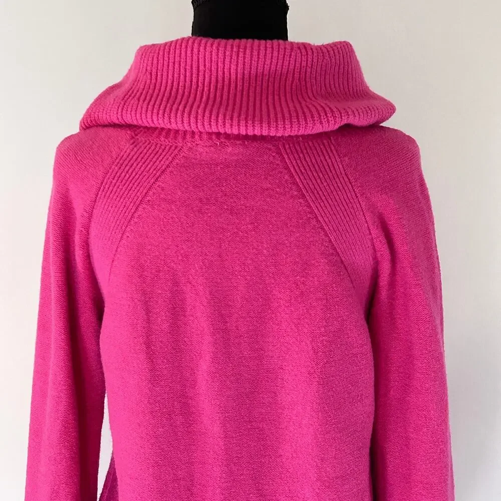 Anthropologie Moth Brenta Sweater Women's Cowl‎ Neck Oversized Tunic Pink Medium